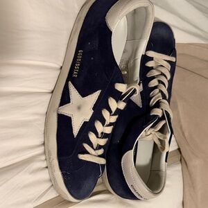 Golden Goose Blue and White Star Sneakers